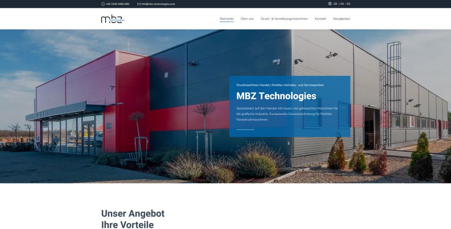 MBZ-Technologies - Website Homepage