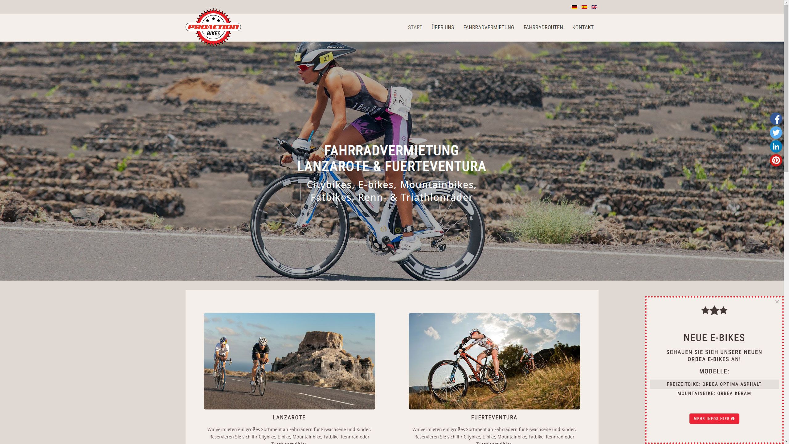 MediaFish Webdesign - Proaction Fahrradverleih Lanzarote & Fuerteventura