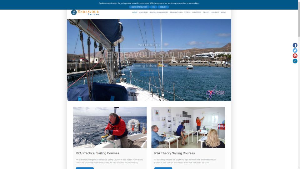 MediaFish Web Design - Endeavour RYA Sailing School Lanzarote