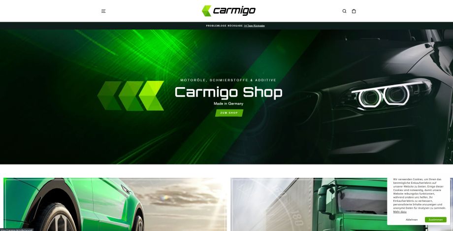 Carmigo Tienda - Sitio Web, página de inicio