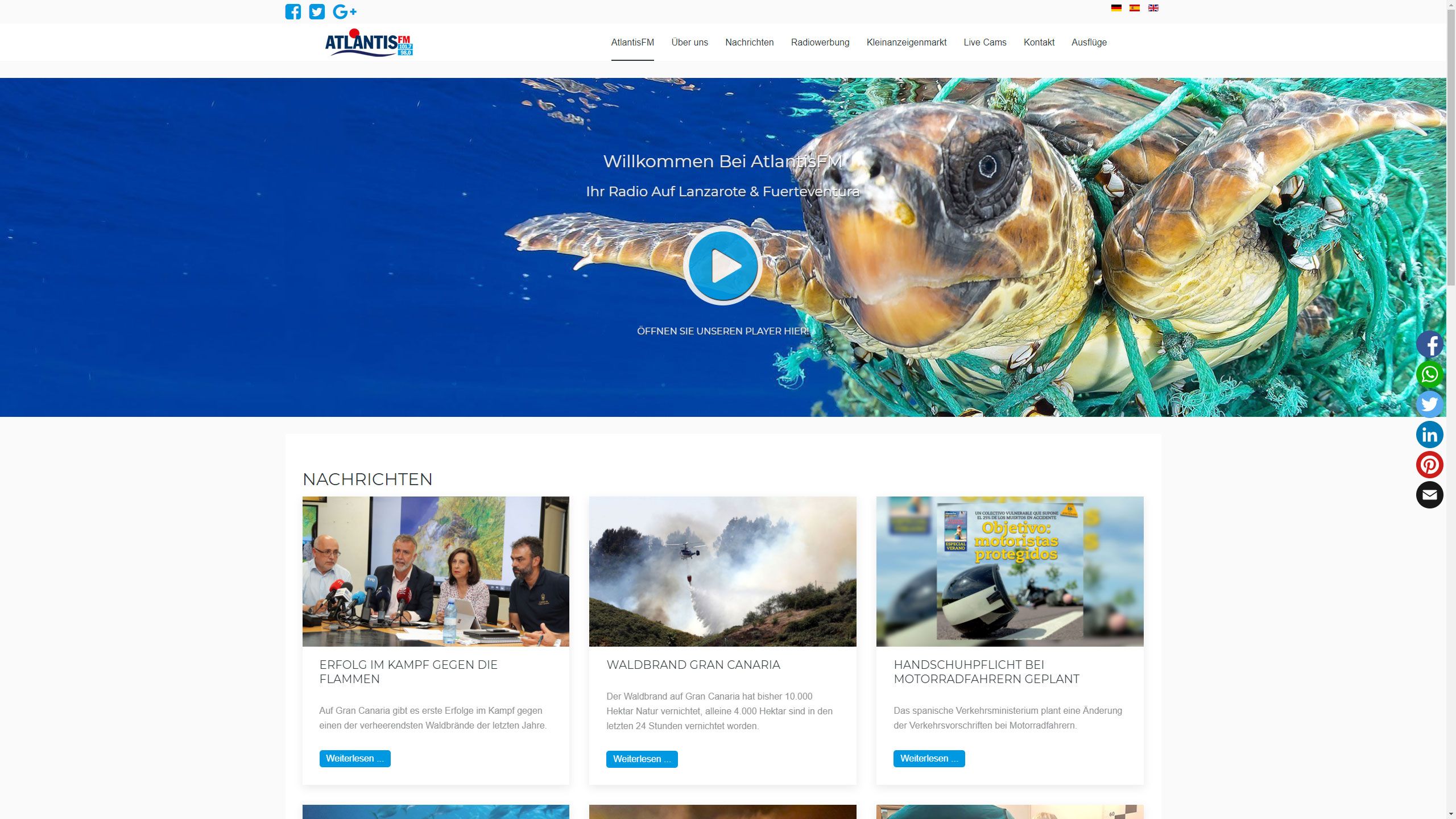 MediaFish Webdesign - Atlantis FM Radio Lanzarote und Fuerteventura
