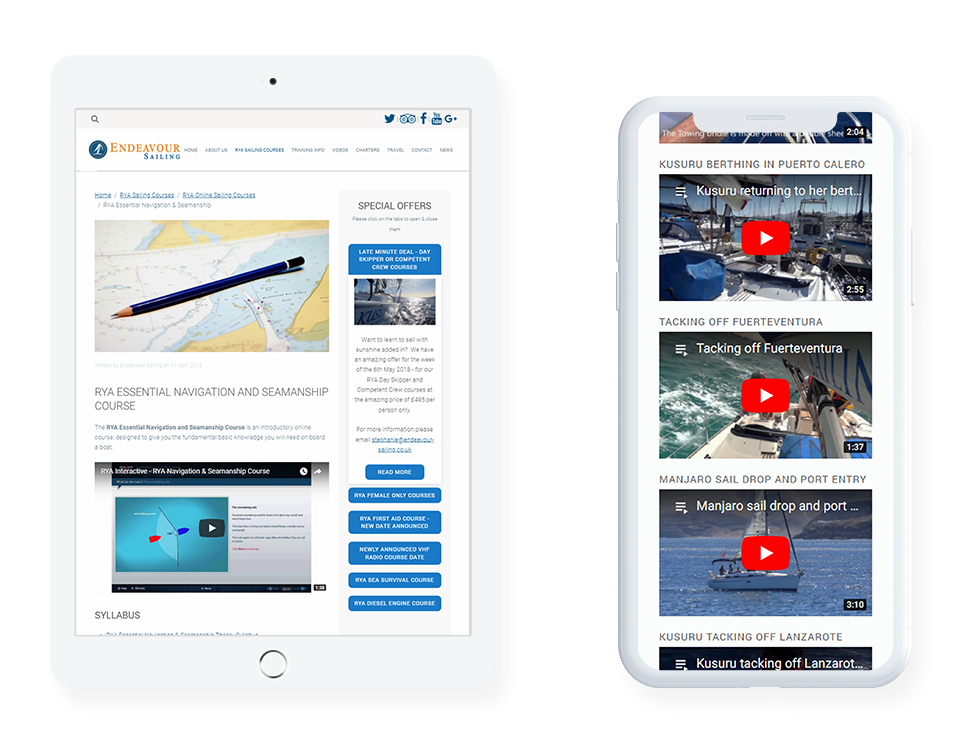 MediaFish Webdesign - Endeavour RYA Segelschule Lanzarote